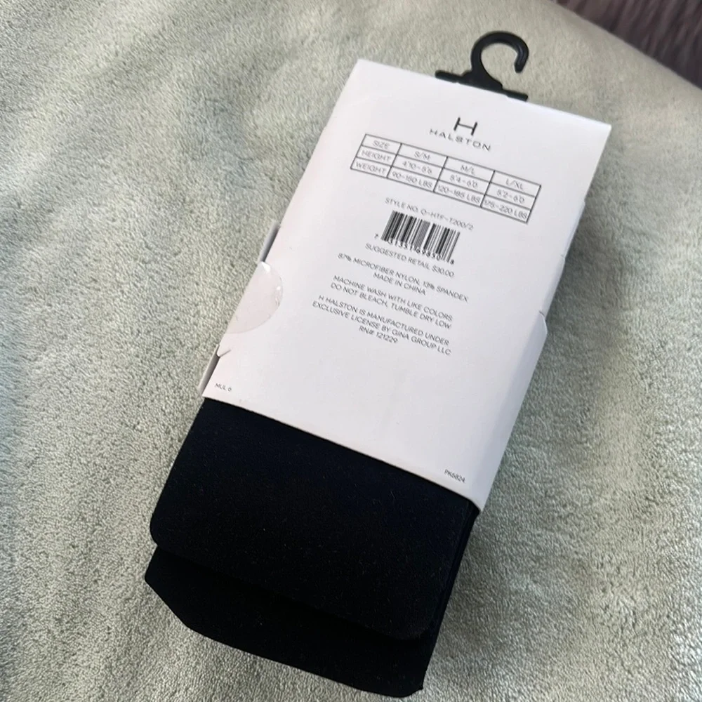 H by Halston 2-Pack Black Opaque Footed Tights Size M/L